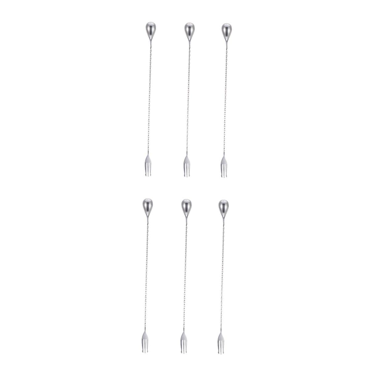 Cuillères à mélanger pour bar en acier inoxydable à long manche pour cocktails, lot de 6 pièces