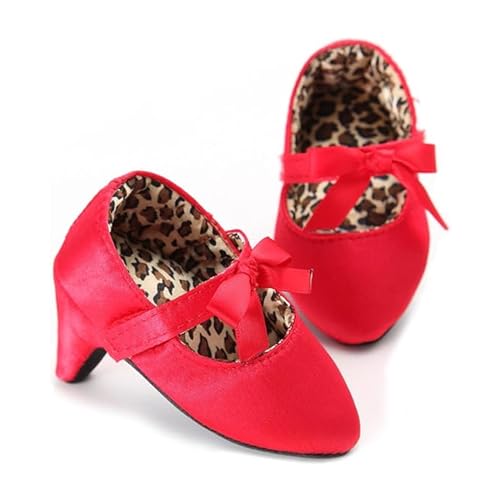 Newborn Baby Girls Princess Shoes Bowknot Soft Sole Crib Shoes with High Heels First Walkers - Main Image