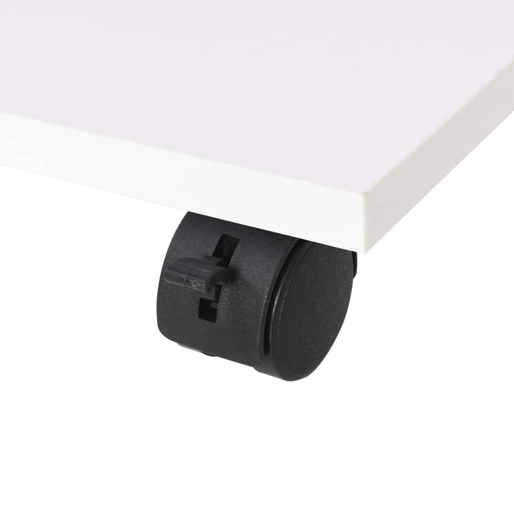 Beistelltisch mit Rollen 50x35x42 cm, Rollwagen für Büro und Wohnzimmer, kompakter Couchtisch mit Ablagefächern, moderner Ablagetisch aus Holzwerkstoff, Weiß