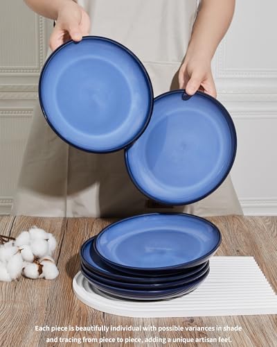 Image of Pokini Ceramic Dinner Plates Set of 6, 8inch Salad, Dessert Plates Dishes