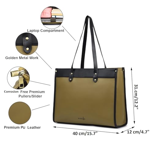 Image of K London Vegan Leather Handbag For Women-Girls | Satchel Bag for Womens | Fit Upto 15 Inch Laptop | Shoulder Bag | Ladies Purse | Tote Bag With Top Double Handle Handbag For Women