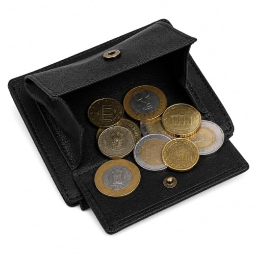 Image of Wallet for Men | Genuine Leather | Compact Purse with Coin Pocket | Card Slots & ID Window | Men's Wallet (Black)