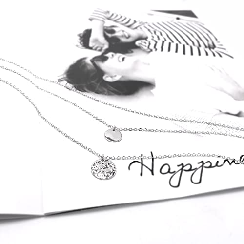 Aisansty Layered Disc Choker Necklace For Women Girls Dainty Silver Plated Full Moon Coin Pendant Layering Chain Necklaces Set #TOP3