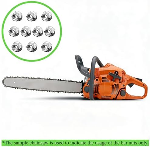 Fourtry 503220001 Chainsaw Bar Nut Fit for HU Rancher Saw, 10 Pcs Bar Nuts Compatible with Pou LAN Crafts man HU 450 455 460 Rancher, E cho ES300 CS490, Replace 531300382 530015917 - 4