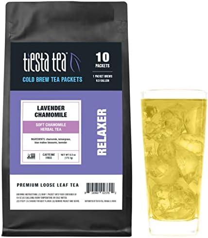 Tiesta Tea - Soft Lavender Cold Brew Herbal Tea, Lavender Chamomile, 10 Cold Brew Tea Packets, Brews 1 Family-Sized Pitcher Each, All Natural, No Caffeine, Stress-Relief