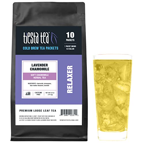 Tiesta Tea - Soft Lavender Cold Brew Herbal Tea, Lavender Chamomile, 10 Cold Brew Tea Packets, Brews 1 Family-Sized Pitcher Each, All Natural, No Caffeine, Stress-Relief #TOP3