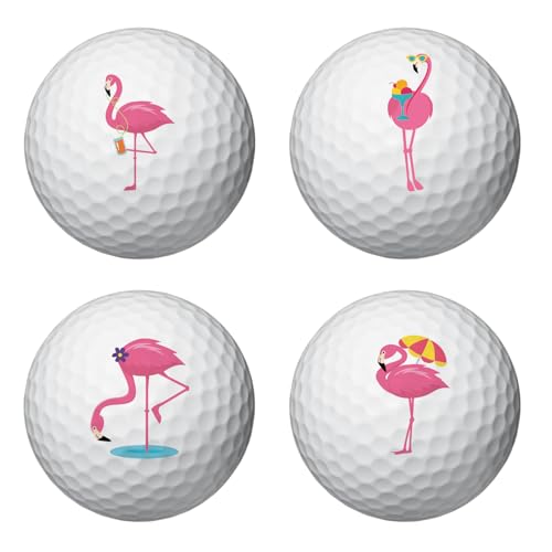 PLIGREAT Pink Flamingo Golf Ball Markers 20 Pcs Golf Ball Marking Stickers for Identify Golfs Balls 2 Sheets Golfing Balls Customise Markers Golfer Gift Golfing Accessories