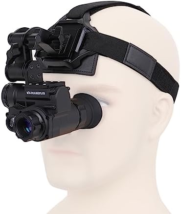 WILDGAMEPLUS Head Mounted Helmet Night Vision Goggle 656ft Observation Distance 1920x1080p HD Black/White Green Mode WiFi/App Remote Control IP66 Waterproof Monocular NVG10