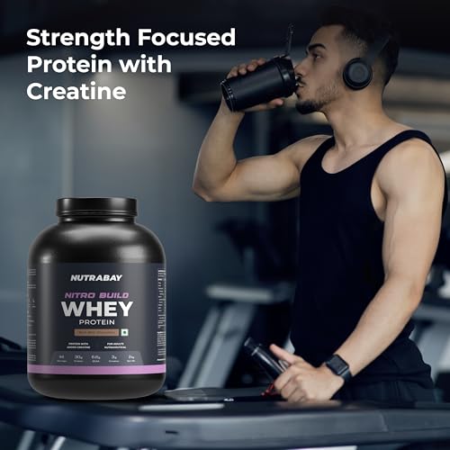Image of Nutrabay Pro Nitro Build Whey Protein Powder - 2kg, Milk Chocolate | 30g Protein, 3g Creatine, 6.6g BCAA | Easy to Digest | NABL Lab Tested | Muscle Growth & Recovery | Gym Supplement for Men & Women