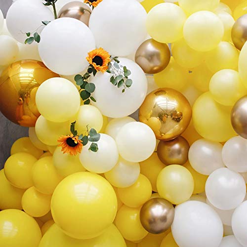 Image of KALOR 10 Inch Yellow Balloons, 100 Pcs Latex Helium Balloons for Kid's Birthday Party Baby Shower Wedding Graduation Graduation Party Decorations