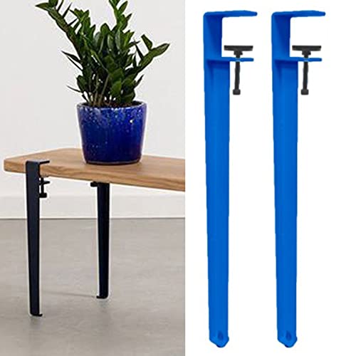 BHFPFZA Adjustable Fit Table Clamp Legs,2pcs Removable DIY Iron Table Legs,Metal Furniture Legs,F-Shape Dining Desk Legs,for Coffee Table,Bench,Furniture Console,No Punching Design (40cm,Dark Blue)