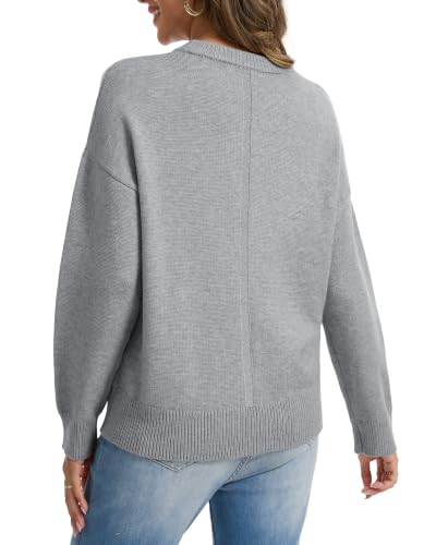 Oversized Sweaters for Women Cashmere Crewneck Pullover Sweater | Long Sleeve Casual Sweaters Ribbed Knitted Pullovers Warm Soft Drop Shoulder Sweater Jumper Tops Fall Winter Trendy Outfits — view 2