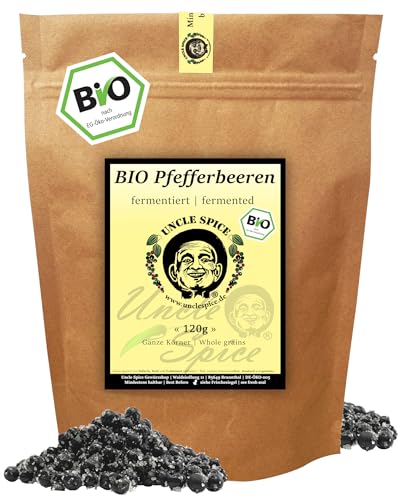 UNCLE SPICE BIO fermentierter Pfeffer - 120g echter BIO Pfeffer fermentiert aus Kambodscha - Premiumqualität - weiche fruchtige Pfefferbeeren ein pfeffrig-kulinarisches Highlight DE-ÖKO-005