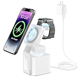 4 in 1 Magnetic Wireless Charging Station - 15W Fast Phone Charger Stand, Blue-Tooth Speaker, Phone and Watch Charger Station for iPhone 15 14 13 12 11 Series.