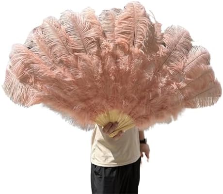 Ostrich Feather Fan for Performance, Carnival Show Accessory, Big Feather Fan - 130CM, Set of 2Green3100CM1PC130CM1PC