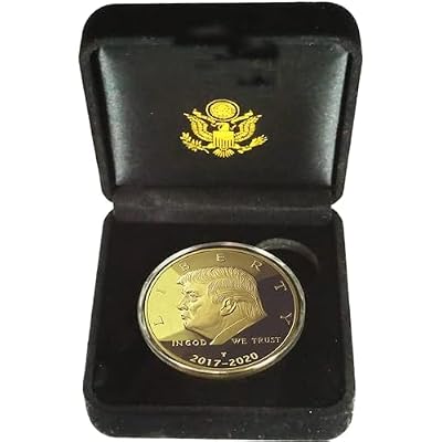 Trump 2017-2020 Gold Coin Set, Velvet Case, 4 Year Collectors Edition, Commemorative Gold Plated Replica Challenge Coin w/Cert. of Authenticity (Velvet 17-20)