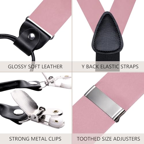 Image of Dubulle Suspender and Bow Tie for Men Paisley Solid Mens Suit Braces Pretied Bowtie and Handkerchief Cufflinks Formal Wedding