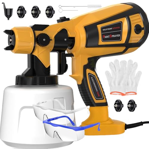 Paint Sprayer Tool 800W High Power Electric Spray Paint Gun Easy to Clean for Furniture Cabinets Fence Walls Door Garden Chairs (yellow)