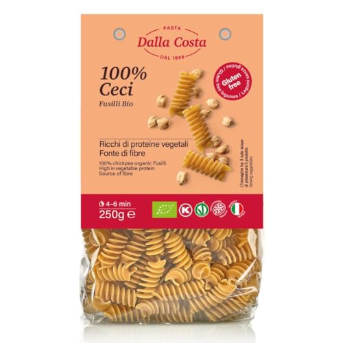Pâtes fusilli pois chiches bio sans gluten Italie lot 8 paquets de 250g