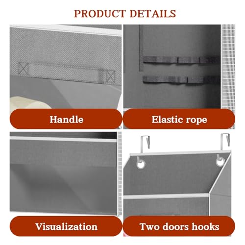 Light Grey Over Door Wrapping Paper Organizer Storage with 3 Removable Drawers & Side Pockets –Dual Use Design with Elastic Straps Wrap Storage for Ribbons,Bows,Ornament and Other Tools by Ofiray-home - Image 7