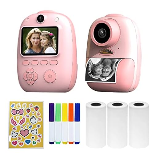 yeacher D10 Câmera Instantânea Impressora Fotográfica 1080P HD Mini Câmera Digital para Crianças com LED Luz de Preenchimento Impressão Papel Adesivo Cor Lápis 8G TF Suporte para Cartão 10 vezes para Meninos