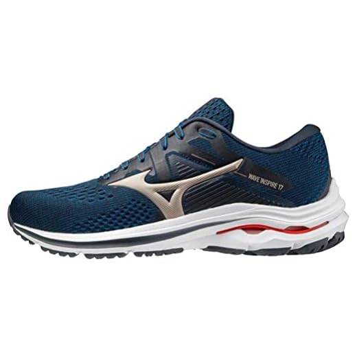 Mizuno Wave Inspire 17, Scarpe da Corsa Uomo, Indiai Pgold Ignitionred, 44.5 EU
