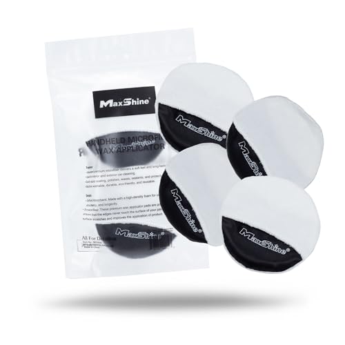 Maxshine Handheld Microfiber Wax Applicator Pad | White+Black, 3.35\" Diameter, Ultra-Soft, Scratch-Free | Versatile Detailing for Wax, Polish, Protectant, Streak-Free Finish