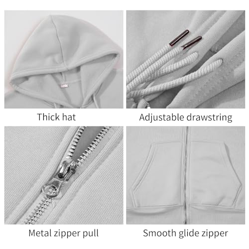 Mayoii Zipped Hoodies for Women UK – Oversized Zip Up Hoodie Women Casual Fall Winter Sweatshirts with Pockets, 2025 Fashion Jackets (UK, Alpha, M, Regular, Regular, Grey) - Image 4
