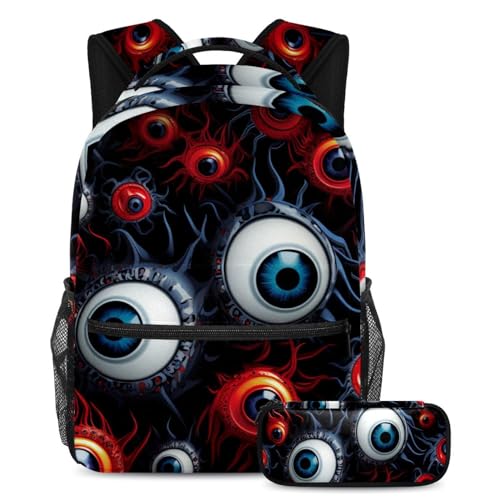 Sac à dos globe oculaire Halloween idéal pour les trajets scolaires des garçons et filles
