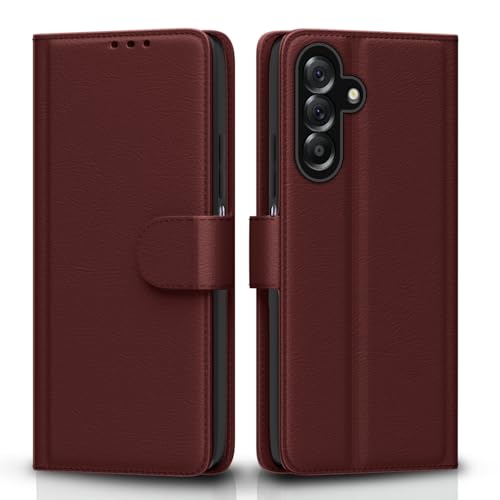Image of Pikkme Flip Cover for Samsung Galaxy M17 5G / A17 5G / F17 5G Leather Finish | Inside TPU with Card Pockets | Wallet Stand and Shock Proof | Complete Protection Flip Case(Brown)
