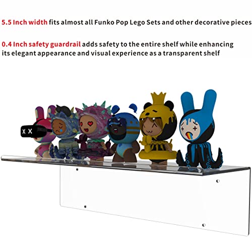 Clear Acrylic Floating Shelves Set Of 4 For Lego Sets Funko Pop Collectibles Bookshelf Figures Plant Picture Photo Modern Wall Ledge Floating Shelf For Bedroom Decor Living Room Wall Mounted #TOP4
