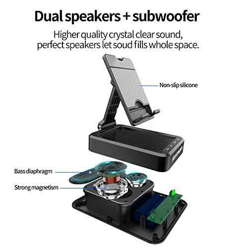 Image of JTEMAN Tablet Stand with Bluetooth Speaker, Adjustable Foldable Desk Dock