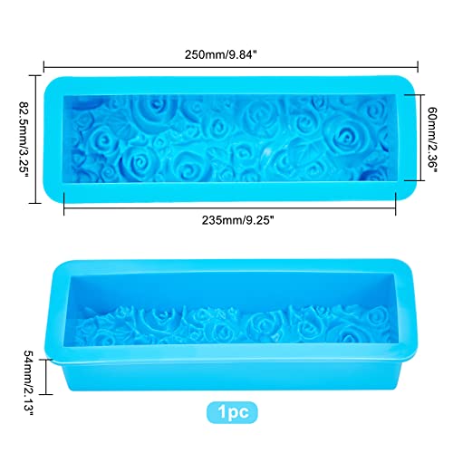 Ph Pandahall Rose Loaf Mold, 22Oz Flower Silicone Soap Molds 3D Embossed Crafts Mold Rectangle Resin Casting Molds For Handmade Uv Resin Soap Candle Fondant Chocolate, 9.8X3.2X2.1Inch 650Ml #TOP3