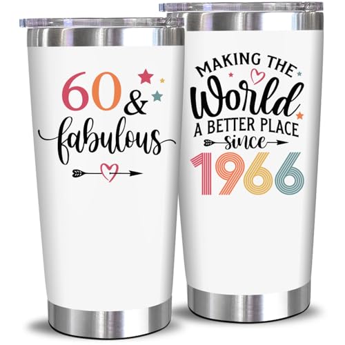 NewEleven 60th Birthday Gifts For Women - 60th Birthday Decorations For Woman, Her - Fabulous 60 Year Old Gifts For Women, Mom, Wife - 20 Oz Tumbler