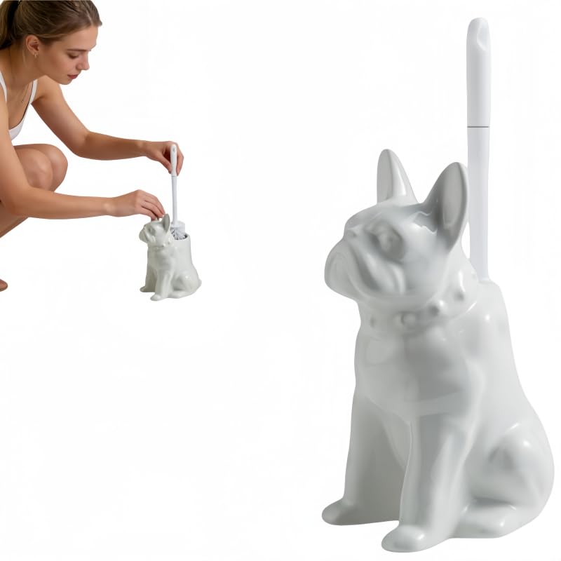 Brosse WC céramique chien noire haut de gamme pour aménagement intérieur chic