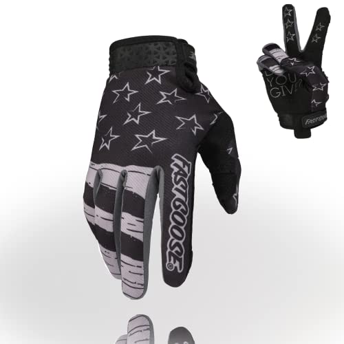 FASTGOOSE Motorcycle Gloves - Breathable Lightweight Off-Road Gloves for Men & Women, ATV BMX MTB Racing (Black/Gray, Medium)