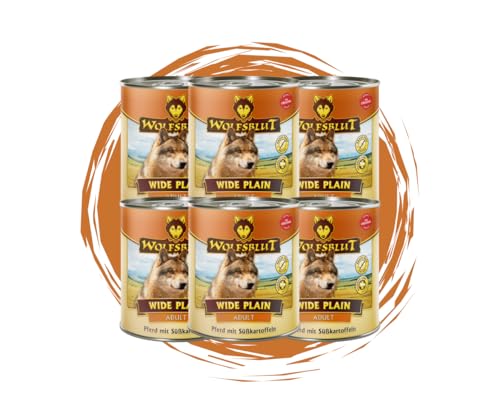 Wolfsblut Wide Plain 6x800g Hundefutter – hypoallergenes Nassfutter mit Pferd, Süßkartoffeln & Kräutern - ohne Soja, Zucker oder Getreide - Allergikerfreundlich in Wolfsblut Qualität