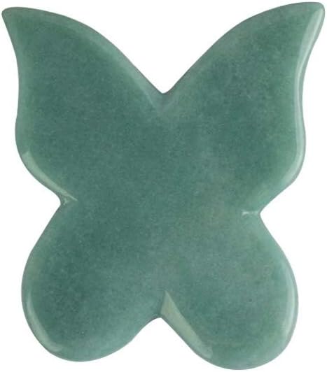 Natural Healing Crystal Green Aventurine Jade Gua Sha Butterfly Scraping Massage Tool Genuine Quartz for Facial Lifting and Tightening Massage Anti-Wrinkles Anti-Aging (Green Aventurine)