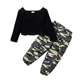 DISAUR Toddler Girl Clothes Baby Girl Outfits, Toddler Spring Long Sleeves Top + Camouflage Pants Ba