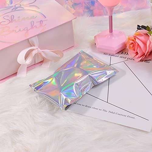 JANEMO 30 PCS Foil Bag Holographic Bags, 7.5 * 12cm/3 * 4.7Inch Durable Non-Toxic Odorless Metallic Aluminum Foil Bags, Use for Home, School, Office, Dining Room, Holographic Color