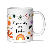 LINFORMAL TAZAS ORIGINALES PARA REGALAR | TAZAS CON FRASES MOTIVADORAS | IDEAL PARA UNA REGALOS PARA DAR LAS GRACIAS | CERÁMICA DE 350ML | Gracias por todo