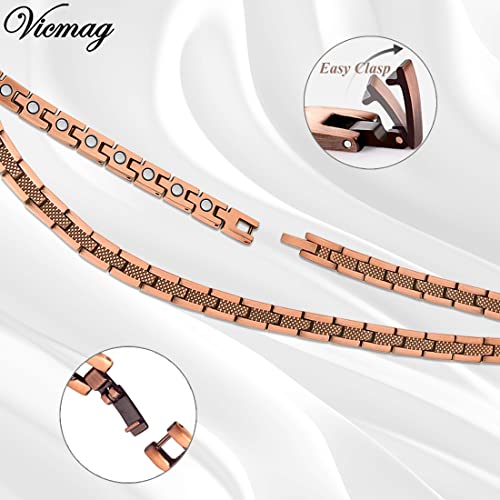 Vicmag Copper Magnetic Necklace For Women Men Magnets Therapy For Migraine Pain Relief Neck Headaches Back 99.9% Solid Pure Copper With Ultra Strength Magnetic Therapy Ring #TOP3