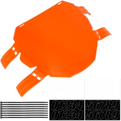 Motorcycle Front Number Plate, Downhill Number Plate Replacement for 50 65 85 125 200 250CC Dirt Bike Ebike, Comes with Two Rows of Number Sticker for DIY, Orange