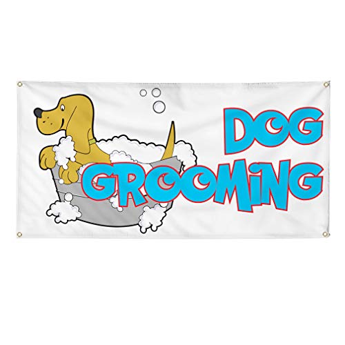 Vinyl Banner Multiple Sizes Dog Grooming Business A Business Outdoor Weatherproof Industrial Yard Signs Brown 4 Grommets 24x48Inches