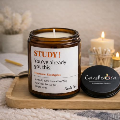 Candleora Study Motivation Scented Soy Wax Jar Candle, Eucalyptus...
