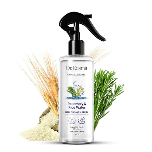 Dr. Rasmit Nature x Science Rosemary Water Spray with rice water for Hair Growth & Hair Thickness |100% Natural Extract | Soft & Smooth Hair| Controls Hairfall | Non-Greasy & Fast Absorbing | 200 ml
