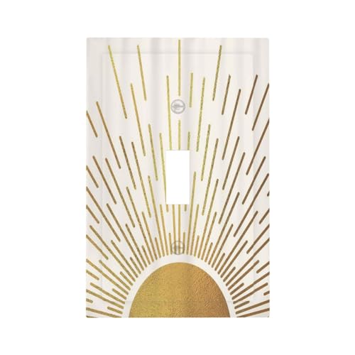Spshian SPSHIAN12544 Mid Century Boho Abstract Sunrise Gold Sun 1 Gang Light Switch Covers Decorative Single Toggle Wall Plate Switchcover Electrical Switchplate cover