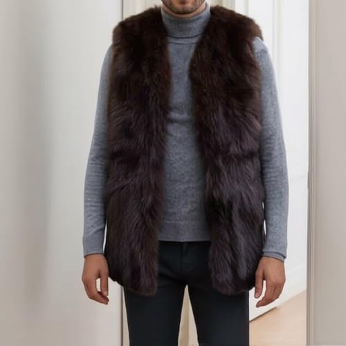 Image of Colf Men's Winter Sleeveless Faux Fur Vest Short Coat | Mens Faux Fur Jacket, Short Coat , Sleeveless Waistcoat, Winter Overcoat, Fluffy