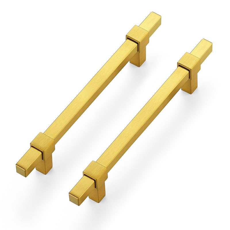 Ravinte Decor 3 Pack Gold Cabinet Handles - 5" Hole Center Cabinet Pulls Drawer Pulls Cabinet Hardware Kitchen Handles for Cabinets