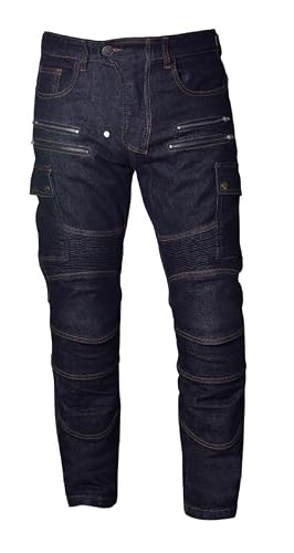 STOCKODEA Denim Motorcycle Pants for Men with CE Armor-Aramid Protective Lining-All-Season Cycling Gear-Black-30